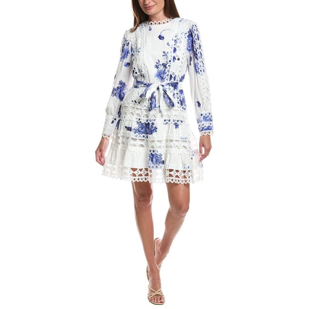 Layered With Love Womens  Eyelet Tiered Mini Dress, Blue